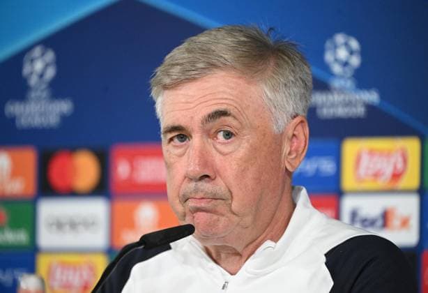 Sport Bilder des Tages Fussball, Herren, Saison 2023 2024, Champions League (Gruppe C, 1. Spieltag), Real Madrid - 1. FC Union Berlin, Pressekonferenz von Real am Tag vor dem Spiel in Real Madrid City, Trainer Carlo Ancelotti (Real Madrid), 19.09. 2023, Copyright: xMatthiasxKochx