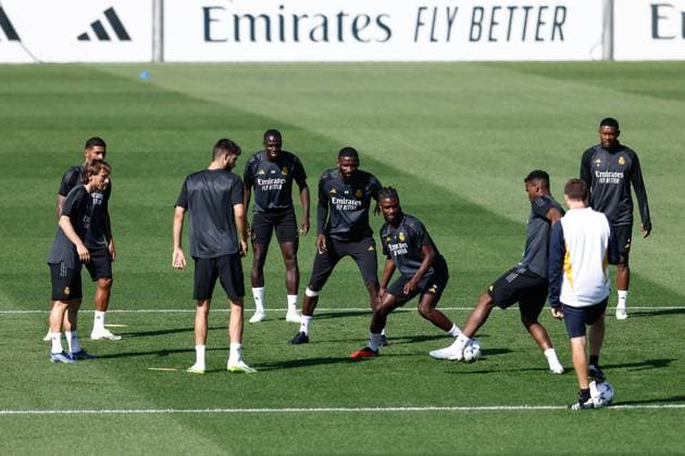 September 19, 2023: Eduardo Camavinga in action during the training day of Real Madrid to play the UEFA Champions League football match against Union Berlin at Ciudad Deportiva Real Madrid on September 19, 2023, in Valdebebas, Madrid, Spain. - ZUMAa181 20230919_zaa_a181_016 Copyright: xOscarxJ.xBarrosox