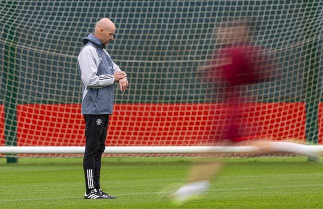 Football - UEFA Champions League - Group A - FC Bayern Munich v Manchester United, ManU FC - MD-1 MANCHESTER, ENGLAND - Tuesday, September 19, 2023: Manchester United s manager Erik ten Hag checks his watch during a training session at Carrington ahead of the UEFA Champions League Group A match between FC Bayern Munich FC and Manchester United FC. MANCHESTER Carrington GREATER MANCHESTER ENGLAND  Copyright: xDavidxRawcliffex P2023-09-19-Bayern_Man_Utd_MD-1-20