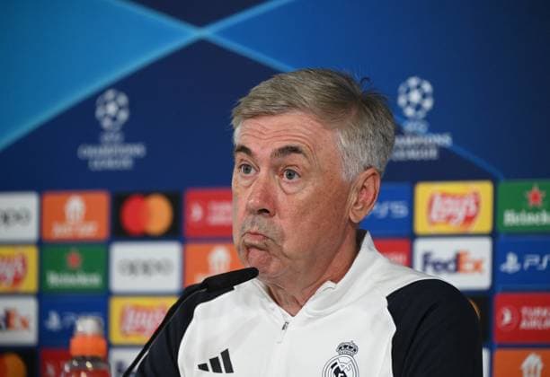 Fussball, Herren, Saison 2023 2024, Champions League (Gruppe C, 1. Spieltag), Real Madrid - 1. FC Union Berlin, Pressekonferenz von Real am Tag vor dem Spiel in Real Madrid City, Trainer Carlo Ancelotti (Real Madrid), 19.09. 2023, Copyright: xMatthiasxKochx