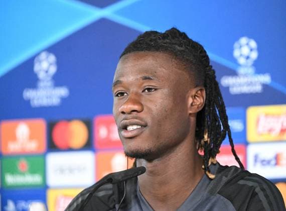 Fussball, Herren, Saison 2023 2024, Champions League (Gruppe C, 1. Spieltag), Real Madrid - 1. FC Union Berlin, Pressekonferenz von Real am Tag vor dem Spiel in Real Madrid City, Eduardo Camavinga (Real Madrid), 19.09. 2023, Copyright: xMatthiasxKochx