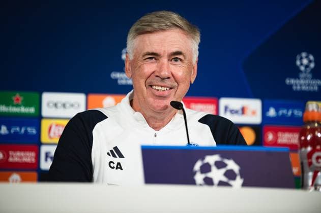 Champions League: Real Madrid press conference, PK, Pressekonferenz before the match against Union Berlin Carlo Ancelotti (Real Madrid) during the press conference the day before the football match of Champions League against Union Berlin at Ciudad Real Madrid on September 19, 2023 in Valdebebas (Madrid), Spain Valdebebas Ciudad Real Madrid Madrid Spain Copyright: xAlbertoxGardinx AGardin_ChampionsLeague_RealMadrid_press_009