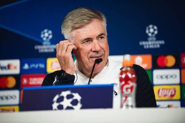 Champions League: Real Madrid press conference, PK, Pressekonferenz before the match against Union Berlin Carlo Ancelotti (Real Madrid) during the press conference the day before the football match of Champions League against Union Berlin at Ciudad Real Madrid on September 19, 2023 in Valdebebas (Madrid), Spain Valdebebas Ciudad Real Madrid Madrid Spain Copyright: xAlbertoxGardinx AGardin_ChampionsLeague_RealMadrid_press_012