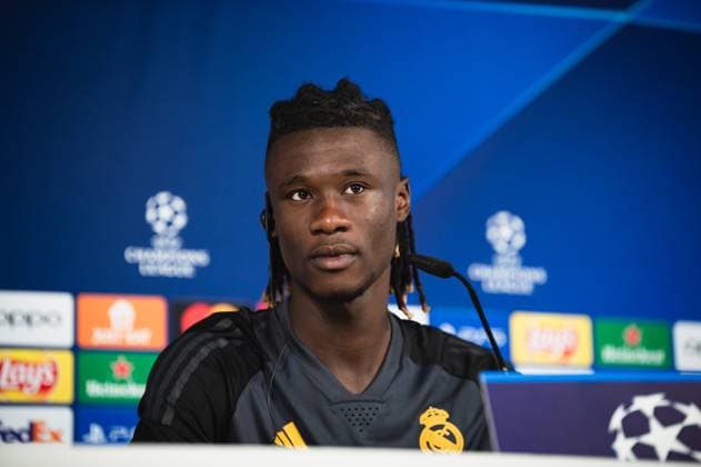 Champions League: Real Madrid press conference, PK, Pressekonferenz before the match against Union Berlin Eduardo Camavinga (Real Madrid) during the press conference the day before the football match of Champions League against Union Berlin at Ciudad Real Madrid on September 19, 2023 in Valdebebas (Madrid), Spain Valdebebas Ciudad Real Madrid Madrid Spain Copyright: xAlbertoxGardinx AGardin_ChampionsLeague_RealMadrid_press_029