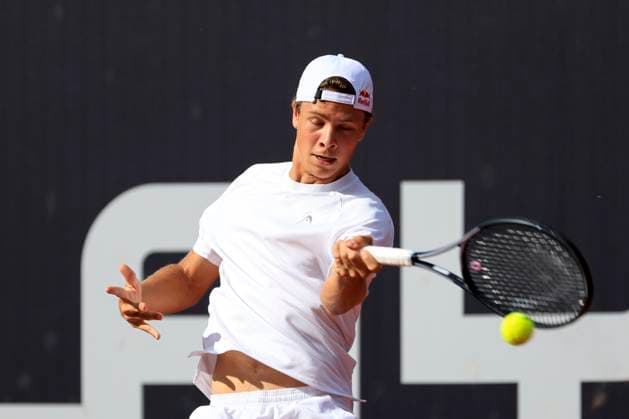 TENNIS - ATP, Tennis Herren Layjet Open BAD WALTERSDORF,AUSTRIA,19.SEP.23 - TENNIS - ATP Challenger Tour, Layjet Open. Image shows Joel Josef Schwaerzler (AUT).  GEPAxpictures xMarioxBuehner-Weinrauch