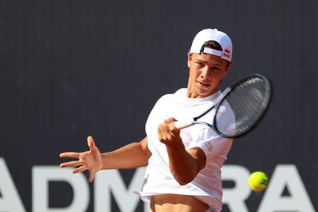 TENNIS - ATP, Tennis Herren Layjet Open BAD WALTERSDORF,AUSTRIA,19.SEP.23 - TENNIS - ATP Challenger Tour, Layjet Open. Image shows Joel Josef Schwaerzler (AUT).  GEPAxpictures xMarioxBuehner-Weinrauch