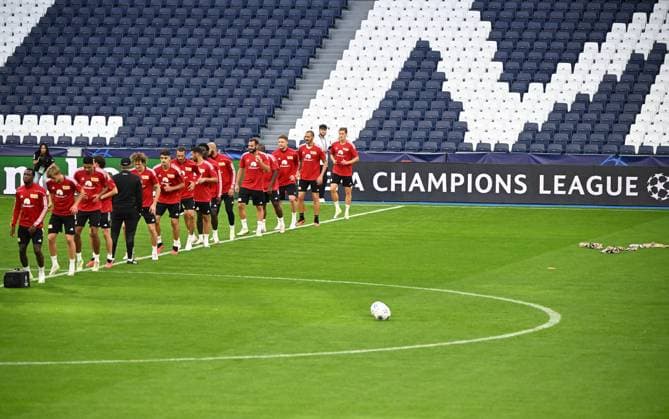 Sport Bilder des Tages Fussball, Herren, Saison 2023 2024, Champions League (Gruppe C, 1. Spieltag), Real Madrid - 1. FC Union Berlin, Training Union am Tag vor dem Spiel im Stadion Bernabeu, Übersicht, 19.09. 2023, Copyright: xMatthiasxKochx