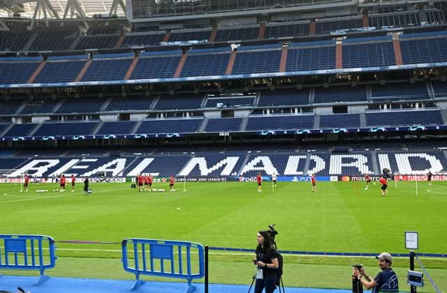 Fussball, Herren, Saison 2023 2024, Champions League (Gruppe C, 1. Spieltag), Real Madrid - 1. FC Union Berlin, Training Union am Tag vor dem Spiel im Stadion Bernabeu, Übersicht, 19.09. 2023, Copyright: xMatthiasxKochx