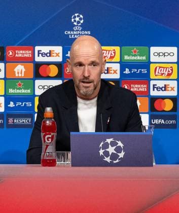 Erik ten Hag (Chef-Trainer Head Coach, Manchester United, ManU FC). GER, Pressekonferenz vor dem Spiel FC Bayern Muenchen vs. Manchester United FC, Fussball, Championsleague, Spielzeit 2023 2024, 19.09.2023. (DFL DFB REGULATIONS PROHIBIT ANY USE OF PHOTOGRAPHS as IMAGE SEQUENCES and or QUASI-VIDEO). GER, Pressekonferenz vor dem Spiel FC Bayern Muenchen vs. Manchester United FC, Fussball, Championsleague, Spielzeit 2023 2024, 19.09.2023. Muenchen Copyright: xEibner-Pressefoto HeikexFeinerx EP_HFR