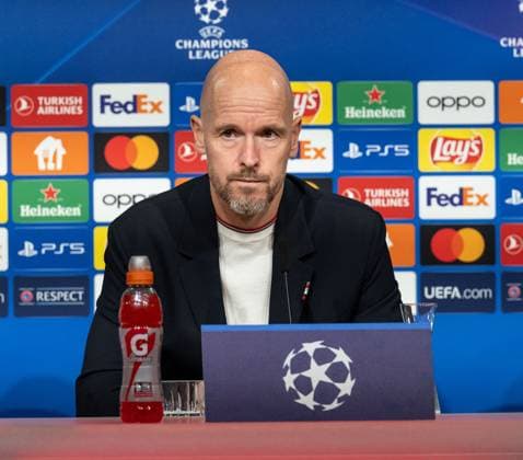 Erik ten Hag (Chef-Trainer Head Coach, Manchester United, ManU FC). GER, Pressekonferenz vor dem Spiel FC Bayern Muenchen vs. Manchester United FC, Fussball, Championsleague, Spielzeit 2023 2024, 19.09.2023. (DFL DFB REGULATIONS PROHIBIT ANY USE OF PHOTOGRAPHS as IMAGE SEQUENCES and or QUASI-VIDEO). GER, Pressekonferenz vor dem Spiel FC Bayern Muenchen vs. Manchester United FC, Fussball, Championsleague, Spielzeit 2023 2024, 19.09.2023. Muenchen Copyright: xEibner-Pressefoto HeikexFeinerx EP_HFR