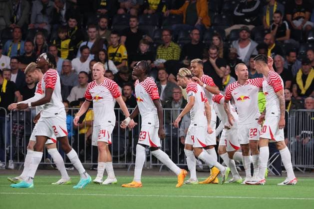 Bern - RB Leipzig Champions League Bern, 19.09.2023, Wankdorf Stadion, Fussball , UEFA Champions League, Gruppe G , 1. Spieltag, Young Boys Bern vs. RB Leipzig , Im Bild: Tor für Leipzig, Torjubel nach dem 1:3, Torschütze Benjamin Sesko (30, RB Leipzig) . , Foto nur zur redaktionellen Nutzung bestimmt! . , UEFA regulations prohibit any use of photographs as image sequences and or quasi-video ,