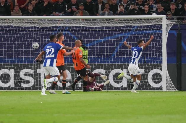 19.09.2023, xgox, Fussball UEFA Champions League, Schachtar Donezk - FC Porto emspor, v.l. Tor zum 0:1 durch Galeno (Porto, 13) (DFL DFB REGULATIONS PROHIBIT ANY USE OF PHOTOGRAPHS as IMAGE SEQUENCES and or QUASI-VIDEO) Hamburg