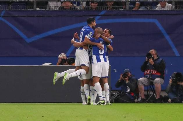 19.09.2023, xgox, Fussball UEFA Champions League, Schachtar Donezk - FC Porto emspor, v.l. Jubel nach dem 0:1 durch Galeno (Porto, 13) (DFL DFB REGULATIONS PROHIBIT ANY USE OF PHOTOGRAPHS as IMAGE SEQUENCES and or QUASI-VIDEO) Hamburg