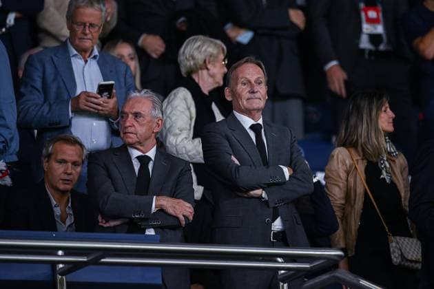 19.09.2023, Fussball, Saison 2023 2024, UCL, UEFA Champions League, Gruppenphase, 1. Spieltag, Paris St. Germain - Borussia Dortmund, v. l. Präsident Reinhold Lunow (Borussia Dortmund), Paris Parc de Princes Frankreich xRHR-FOTO DEx Copyright: TeresaxKröger RHR-FOTOx RHR-FOTO DE
