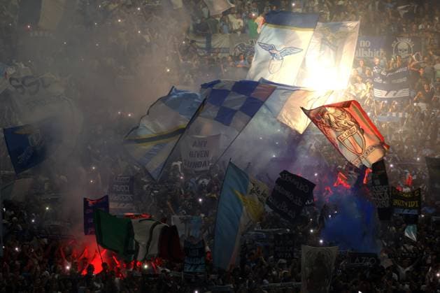 Rome, Italy 19.09.2023: Lazio supporters on the stand during the Uefa Champions League 2023-2024 football, group E, between SS Lazio vs Atletico de Madrid at Olympic Stadium in Rome.  Copyright: xMarcoxIacobucci IPAxSportx xipa-x xx IPA_40416989 IPA_IPA40416989