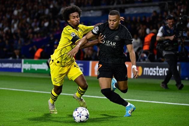 Kylian Mbappe ( 7 - PSG ) - Karim Adeyemi ( 27 - Borussia Dortmund ) - FOOTBALL : Paris Saint Germain vs Borussia Dortmund - Ligue des Champions - 19 09 2023 FedericoPestellini Panoramic 