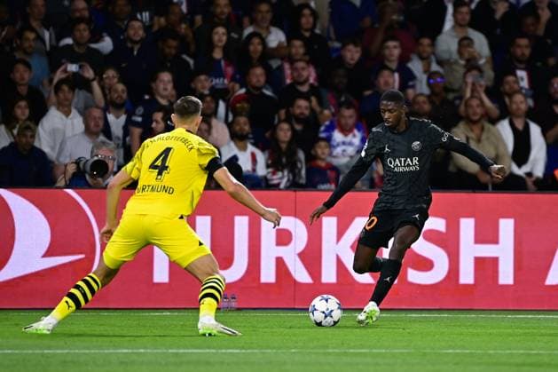 Ousmane DEMBELE ( 10 - PSG ) - Nico Schlotterbeck ( 4 - Borussia Dortmund ) - FOOTBALL : Paris Saint Germain vs Borussia Dortmund - Ligue des Champions - 19 09 2023 FedericoPestellini Panoramic 