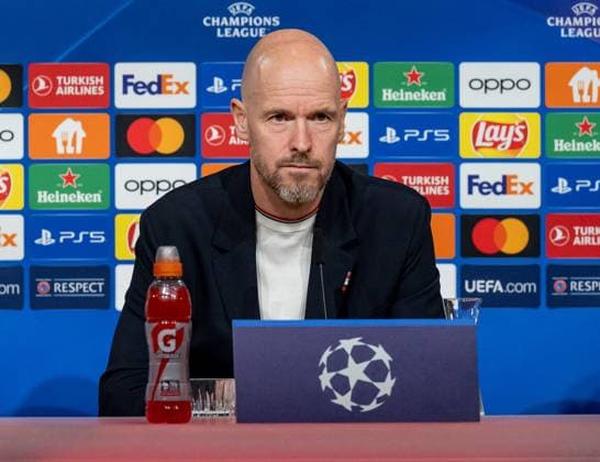 Erik ten Hag (Chef-Trainer Head Coach, Manchester United, ManU FC). GER, Pressekonferenz vor dem Spiel FC Bayern Muenchen vs. Manchester United FC, Fussball, Championsleague, Spielzeit 2023 2024, 19.09.2023. (DFL DFB REGULATIONS PROHIBIT ANY USE OF PHOTOGRAPHS as IMAGE SEQUENCES and or QUASI-VIDEO). GER, Pressekonferenz vor dem Spiel FC Bayern Muenchen vs. Manchester United FC, Fussball, Championsleague, Spielzeit 2023 2024, 19.09.2023. Muenchen Copyright: xEibner-Pressefoto HeikexFeinerx EP_HFR