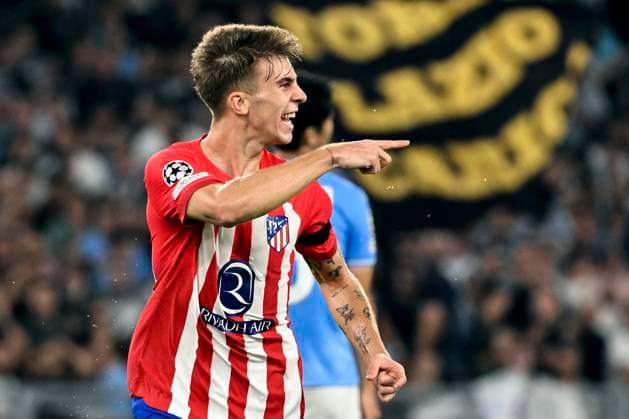 Pablo Barrios of Atletico Madrid celebrates after scoring the goal of 0-1 during the Champions League Group E football match between SS Lazio and Atletico Madrid at Olimpico stadium in Rome (Italy), September 19th, 2023. andreaxstaccioli