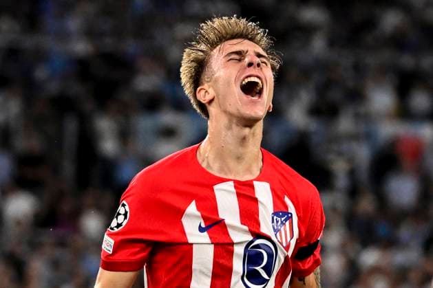 Pablo Barrios of Atletico Madrid celebrates after scoring the goal of 0-1 during the Champions League Group E football match between SS Lazio and Atletico Madrid at Olimpico stadium in Rome (Italy), September 19th, 2023. andreaxstaccioli