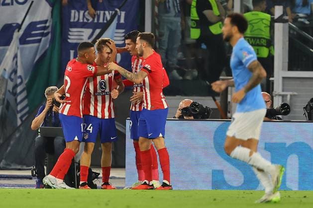 Rome, Italy 19.09.2023: Pablo Barrios of Atletico score the goal and celebrate with the team during the Uefa Champions League 2023-2024 football, group E, between SS Lazio vs Atletico de Madrid at Olympic Stadium in Rome.  Copyright: xMarcoxIacobucci IPAxSportx xipa-x xx IPA_40417639 IPA_IPA40417639