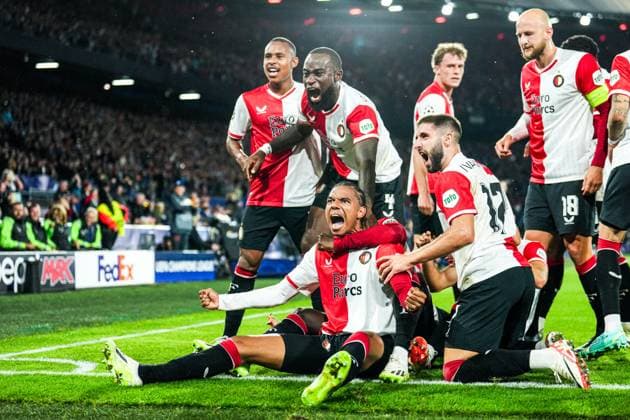 Bilder des Jahres 2023, Sport 09 September Sport Themen der Woche KW38 Sport Bilder des Tages UEFA Champions League: Feyenoord v Celtic Rotterdam - Calvin Stengs of Feyenoord celebrates the 1-0 during the 1st leg of the UEFA Champions League between Feyenoord v Celtic at Stadion Feijenoord De Kuip on 19 September 2023 in Rotterdam, The Netherlands. Copyright: xTomxBodex