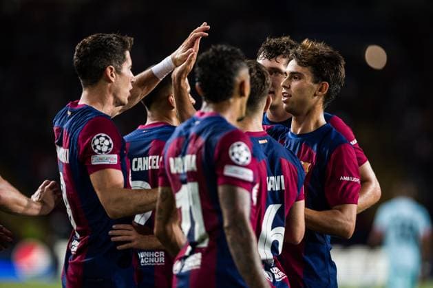 September 19, 2023, Barcelona, Barcelona, Spain: Robert Lewandowski of FC Barcelona, Barca celebrates a goal during the UEFA Champions League Group H match played between FC Barcelona and Royal Antwerp FC at Estadi Olimpic Lluis Companys on September 19, 2023 in Barcelona, Spain. Barcelona Spain - ZUMAa181 20230919_zaa_a181_064 Copyright: xJavierxBorregox