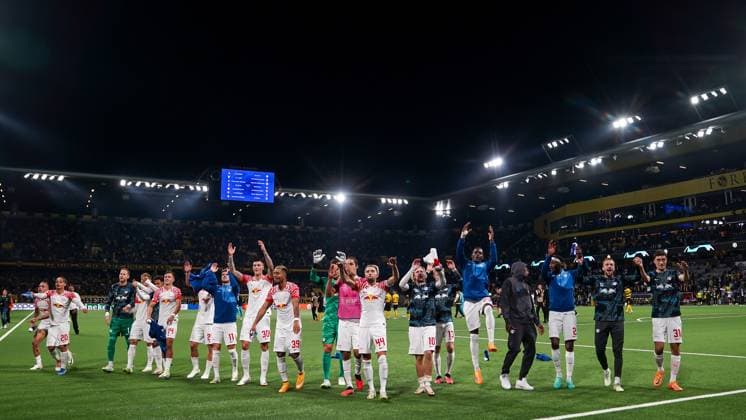 Bern, Switzerland, 19th September 2023: Players of RB Leipzig celebrate their victory during the UEFA Champions League Final football match between Young Boys and RB Leipzig at Wankdorf Stadium in Bern, Switzerland. (Daniela Porcelli SPP) Copyright: xDanielaxPorcellix xSPPx spp-en-DaPoSp-20230919-DP309777