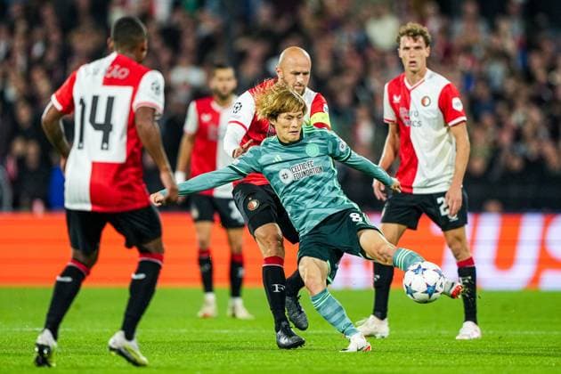 UEFA Champions League: Feyenoord v Celtic Rotterdam - Kyogo Furuhashi of Celtic during the 1st leg of the UEFA Champions League between Feyenoord v Celtic at Stadion Feijenoord De Kuip on 19 September 2023 in Rotterdam, The Netherlands. Copyright: xTomxBodex