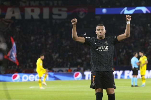 Joie - But de Kylian Mbappe (PSG) FOOTBALL : Paris Saint Germain Vs Borussia Dortmund - Ligue des Champions - 19 09 2023 MichaelBaucher Panoramic 