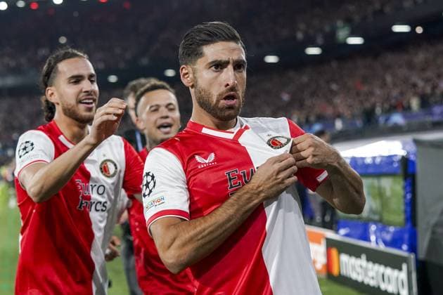 ROTTERDAM, 19Ã09-2023, Stadium Feijenoord De Kuip , Champions League , season 2023 2024, Feyenoord - Celtic , Feyenoord player Alireza Jahanbakhsh celebrating his goal (2-0) Feyenoord - Celtic  x22412698x Copyright: