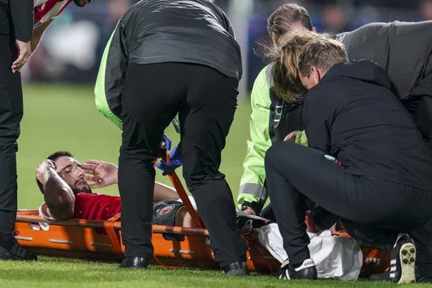 ROTTERDAM, 19Ã09-2023, Stadium Feijenoord De Kuip , Champions League , season 2023 2024, Feyenoord - Celtic , Feyenoord player Luka Ivanusec with an injury Feyenoord - Celtic  x22412877x Copyright: