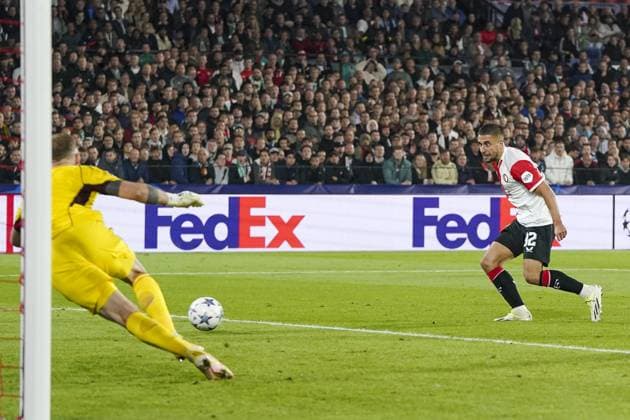 ROTTERDAM, 19Ã09-2023, Stadium Feijenoord De Kuip , Champions League , season 2023 2024, Feyenoord - Celtic , Feyenoord player Ondrej Lingr with a score that did not count Feyenoord - Celtic  x22412945x Copyright: