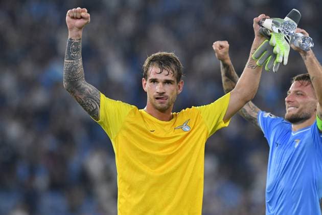 Soccer, Champions League match , Lazio v Atletico Madrid Ivan Provedel of SS Lazio celebrates scoring his goal during the Champions League match between Lazio v Atletico Madrid at Olympic stadium, Italy, September 19th, 2023. Imago-Images Emmefoto Copyright: xImago-Images Emmefotox