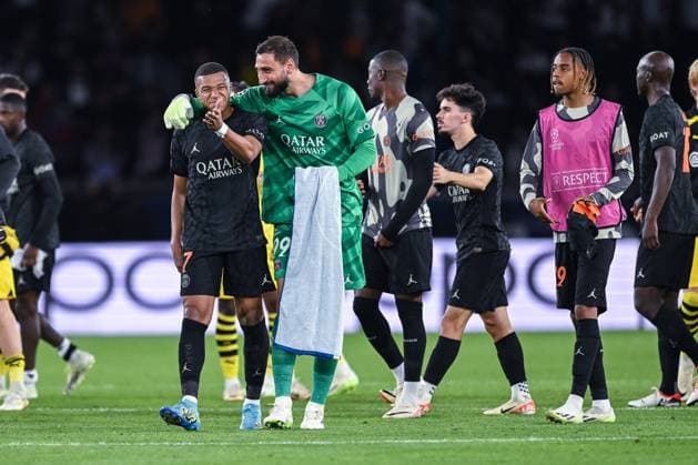 19.09.2023, Fussball, Champions League, 1. Spieltag, Saison 2023 2024, Paris St. Germain - Borussia Dortmund, Kylian MbappÃ (Paris St. Germain), Torwart Gianluigi Donnarumma (Paris St. Germain) xRHR-FOTO TKx Copyright: RHR-FOTOx RHR-FOTO TK