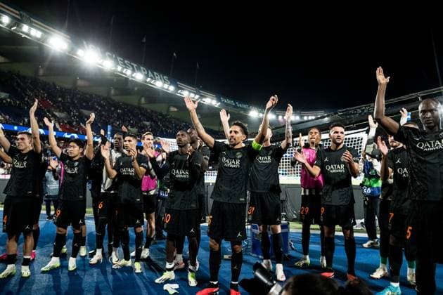 UEFA Champions League: FC Paris Saint-Germain - Borussia Dortmund; 19.09.2023 Die Spieler von FC Paris Saint-Germain feiern den Sieg UEFA Champions League: FC Paris Saint-Germain - Borussia Dortmund, Paris, Parc des Princes am 19.09.2023 Copyright: xBEAUTIFULxSPORTS Wunderlx