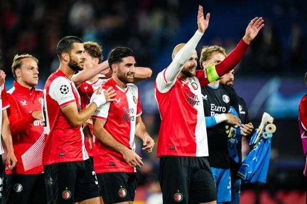 UEFA Champions League: Feyenoord v Celtic Rotterdam - David Hancko of Feyenoord, Alireza Jahanbakhsh of Feyenoord, Gernot Trauner of Feyenoord during the 1st leg of the UEFA Champions League between Feyenoord v Celtic at Stadion Feijenoord De Kuip on 19 September 2023 in Rotterdam, The Netherlands. Copyright: xYannickxVerhoevenx