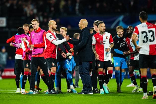 UEFA Champions League: Feyenoord v Celtic Rotterdam - Gernot Trauner of Feyenoord, Feyenoord coach Arne Slot during the 1st leg of the UEFA Champions League between Feyenoord v Celtic at Stadion Feijenoord De Kuip on 19 September 2023 in Rotterdam, The Netherlands. Copyright: xYannickxVerhoevenx