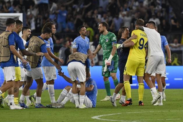 UEFA Champions League football match - SS Lazio vs Club Atletico De Madrid Ivan Provedel of S.S. Lazio celebrates after scoring 1-1 during the 1st day of the UEFA Champions League Group E between S.S. Lazio - Club Atletico De Madrid on September 19, 2023 at the Olympic Stadium in Rome, Italy. Rome Italy  Copyright: xIPAxSport ABACAx BRIPASport20230920_033 IPAxSport ABACAx BRIPASport20230920_033