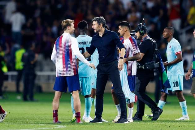 Frenkie de Jong (Barcelona), Mark Van Bommel (Antwerp), SEPTEMBER 19, 2023 - Football Soccer : UEFA Champions League Group H match between FC Barcelona, Barca 5-0 Royal Antwerp FC at the Estadi Olimpic Lluis Companys in Barcelona, Spain. Noxthirdxpartyxsales  (229795562)
