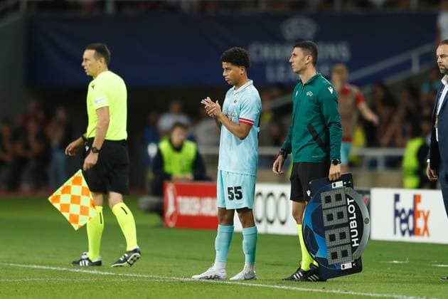 Anthony Valencia (Antwerp), SEPTEMBER 19, 2023 - Football Soccer : UEFA Champions League Group stage Group H match between FC Barcelona, Barca 5-0 Royal Antwerp FC at the Estadi Olimpic Lluis Companys in Barcelona, Spain. Noxthirdxpartyxsales  (229813239)