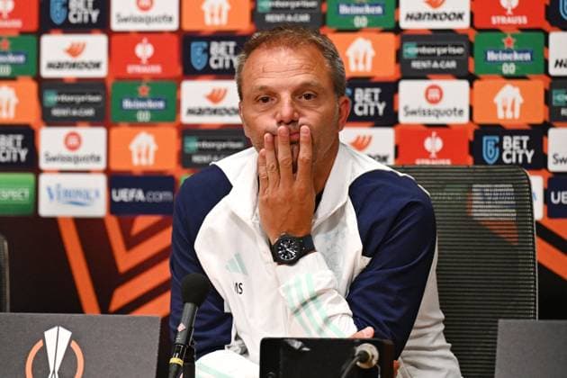 AMSTERDAM - Ajax coach Maurice Steijn during a press conference, PK, Pressekonferenz of Ajax Amsterdam in the run-up to the Europa League match against Olympic Marseille in the Johan Cruijff ArenA on September 20, 2023 in Amsterdam, the Netherlands. ANP OLAF KRAAK UEFA Europa League MD-1 2023 2024 xVIxANPxSportx xxANPxIVx 478772790 originalFilename: 478772790.jpg