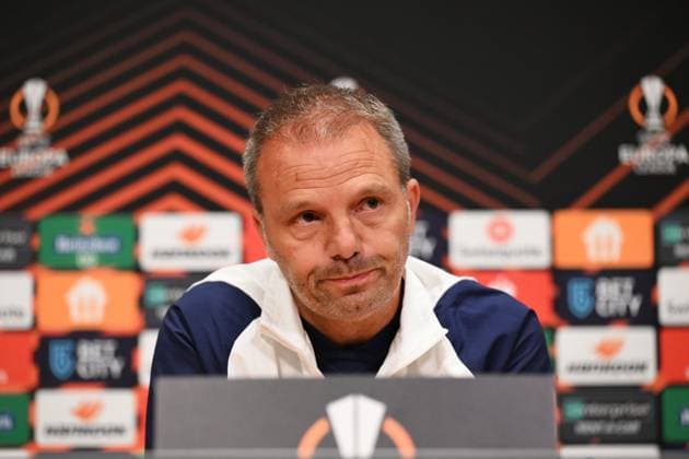 AMSTERDAM - Ajax coach Maurice Steijn during a press conference, PK, Pressekonferenz of Ajax Amsterdam in the run-up to the Europa League match against Olympic Marseille in the Johan Cruijff ArenA on September 20, 2023 in Amsterdam, the Netherlands. ANP OLAF KRAAK UEFA Europa League MD-1 2023 2024 xVIxANPxSportx xxANPxIVx 478773811 originalFilename: 478773811.jpg