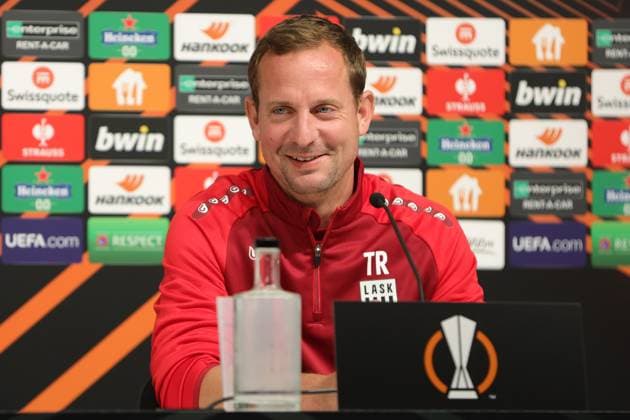SOCCER - UEFA EL, LASK vs Liverpool LINZ,AUSTRIA,20.SEP.23 - SOCCER - UEFA Europa League, group stage, Linzer ASK vs Liverpool FC, preview, press conference, PK, Pressekonferenz LASK. Image shows head coach Thomas Sageder (LASK).  GEPAxpictures xManuelxBinder