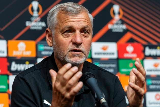 conference de presse du Stade Rennais PHOTOPQR OUEST FRANCE Philippe RENAULT ; Rennes ; 20 09 2023 ; Football. Europa League. À la veille du match Stade Rennais FC -Maccabi-Haïfa-FC, conférence de presse du Stade Rennais FC. Benjamin Bourigeaud et Bruno Genesio (photo), entraineur Photo Philippe RENAULT Ouest-France - sept 20th 2023. Soccer Europa League. press conference, PK, Pressekonferenz of Rennes Rennes France  Copyright: xPHOTOPQR OUESTxFRANCE MAXPPPxPhilippexRENAULTx 20230920OFR3794 20230920OFR3794