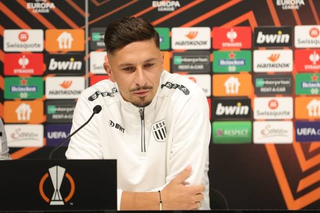 SOCCER - UEFA EL, LASK vs Liverpool LINZ,AUSTRIA,20.SEP.23 - SOCCER - UEFA Europa League, group stage, Linzer ASK vs Liverpool FC, preview, press conference, PK, Pressekonferenz LASK. Image shows Robert Zulj (LASK).  GEPAxpictures xManuelxBinder
