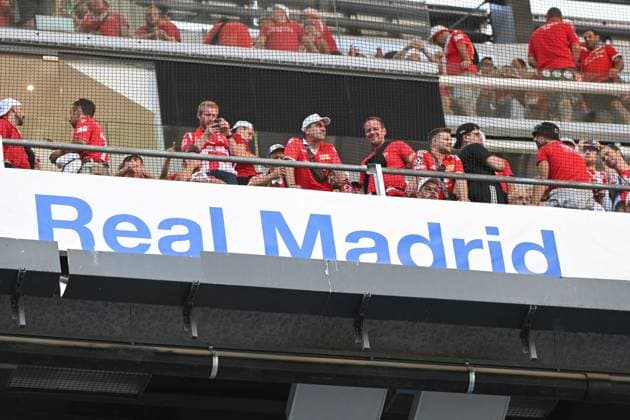 Fussball, Herren, Saison 2023 2024, Champions League (Gruppe C, 1. Spieltag), Real Madrid - 1. FC Union Berlin, v. l. Die Fans von 1. FC Union Berlin , 20.09. 2023, Copyright: xMatthiasxKochx