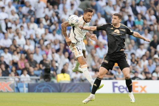 MADRID, SPAIN - SEPTEMBER 20: Joselu of Real Madrid during the UEFA CHAMPIONS LEAGUE 2023 24 match between Real Madrid and Union Berlin at Santiago Bernabeu Stadium. ONLYxEDITORIALxUSAGE  (229868812)