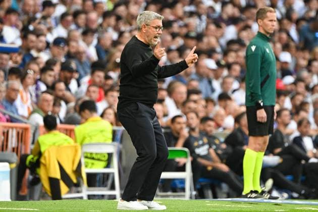 Fussball, Herren, Saison 2023 2024, Champions League (Gruppe C, 1. Spieltag), Real Madrid - 1. FC Union Berlin, v. l. Trainer Urs Fischer (1. FC Union Berlin) gestikuliert, gestures, 20.09. 2023, Copyright: xMatthiasxKochx