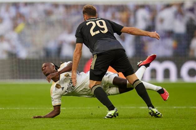 September 20, 2023, Madrid, Madrid, Spain: Eduardo Camavinga of Real Madrid CF and Lucas Tousart of Union Berlin during the Champions League football match between Real Madrid CF and FC Union Berlin at Santiago Bernabeu Stadium in Madrid, Spain, September 20, 2023 Madrid Spain - ZUMAa206 20230920_zsp_a206_015 Copyright: xRubenxAlbarranx
